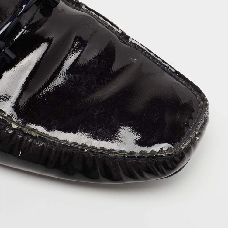 مملوكة مسبقًا Salvatore Ferragamo Dark Purples Patent Leather Mason Loafers Size 44