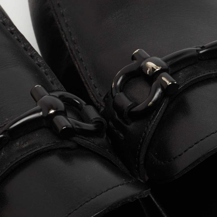 مملوكة مسبقًا Salvatore Ferragamo Black Leather Slip On Loafers Size 44