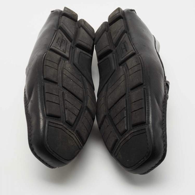 مملوكة مسبقًا Salvatore Ferragamo Black Leather Slip On Loafers Size 44