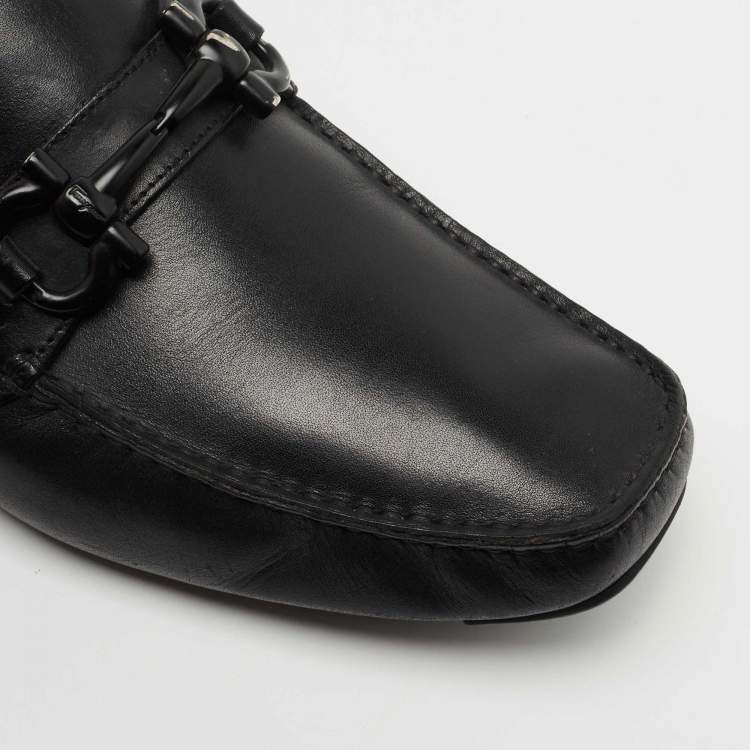مملوكة مسبقًا Salvatore Ferragamo Black Leather Slip On Loafers Size 44