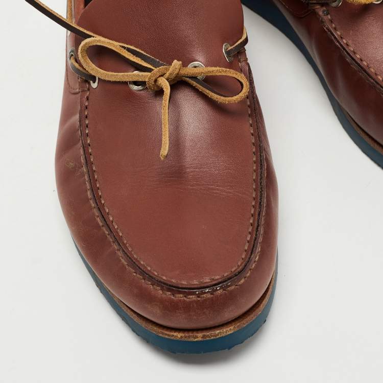 Pre Owned Salvatore Ferragamo Brown Leather Bow Slip On Loafers Size 41.5