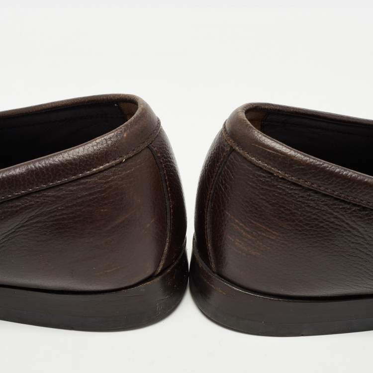 Pre Owned Salvatore Ferragamo Brown Horsebit Slip On Leather Loafers Size 41.5