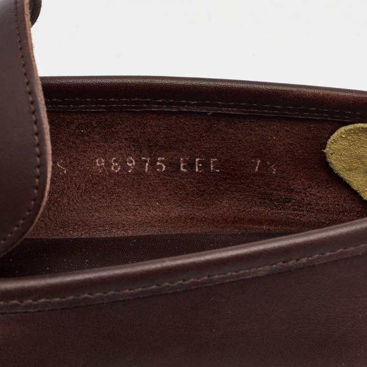 Pre Owned Salvatore Ferragamo Brown Leather Gancini Loafers Size 41.5