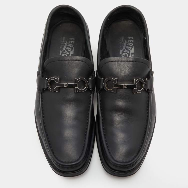 مملوكة مسبقًا Salvatore Ferragamo Black Leather Gancini Bit Loafers Size 41