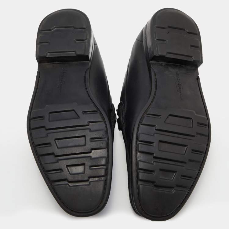 مملوكة مسبقًا Salvatore Ferragamo Black Leather Gancini Bit Loafers Size 41