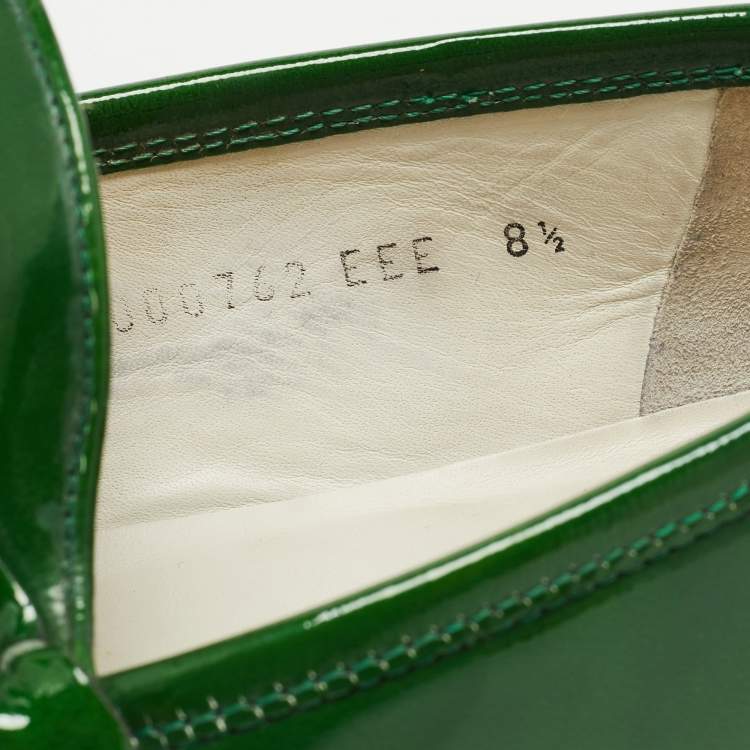 Pre Owned Salvatore Ferragamo Green Patent Leather Mason Loafers Size 42.5