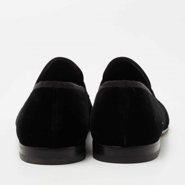مملوكة مسبقًا Salvatore Ferragamo Black Velvet Andrea Loafers Size 43.5