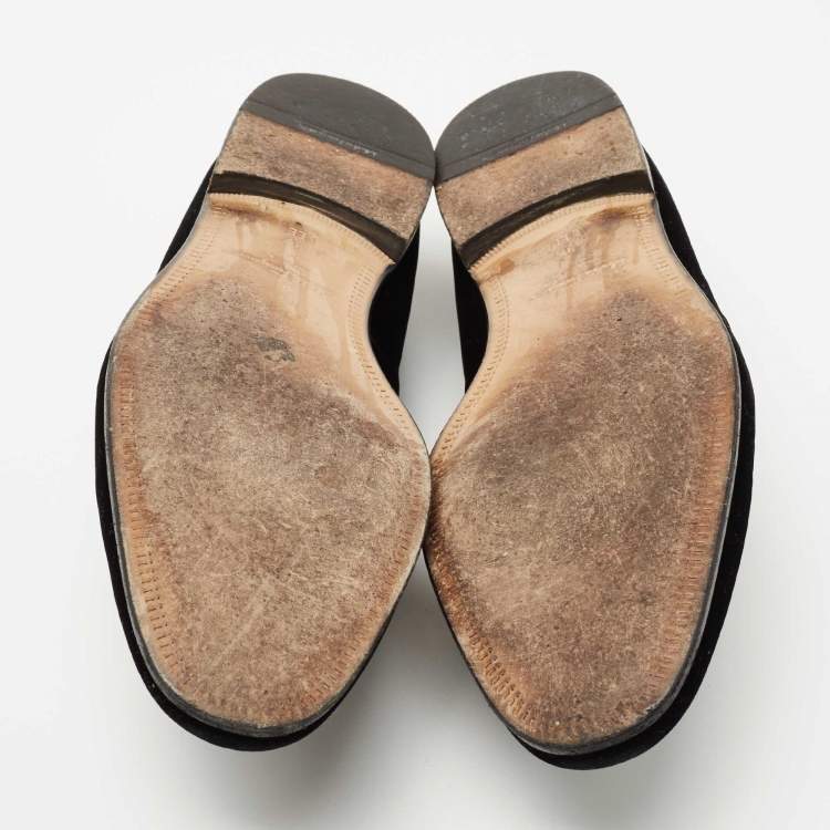 مملوكة مسبقًا Salvatore Ferragamo Black Velvet Andrea Loafers Size 43.5