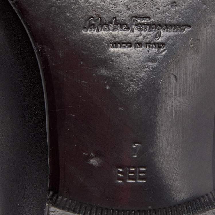 Pre Owned Salvatore Ferragamo Black Leaher Gancini Bit Slip On Loafers Size 41 