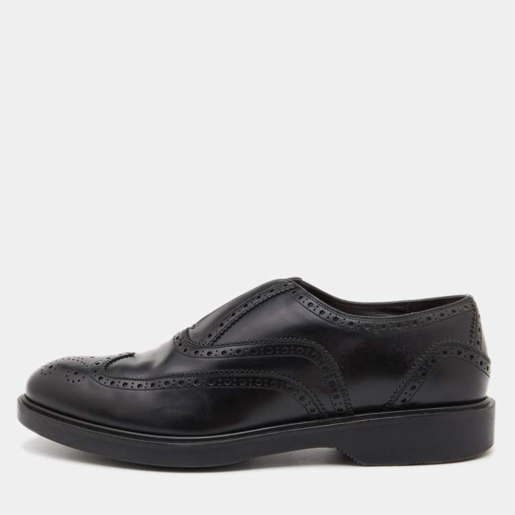 Pre Owned Salvatore Ferragamo Black Leather Brogue Oxfords Size 43
