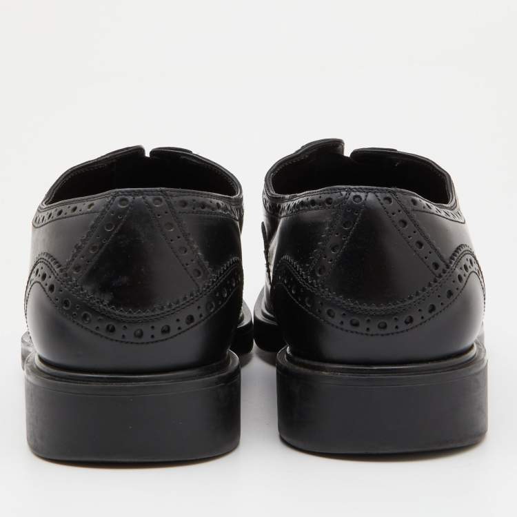 Pre Owned Salvatore Ferragamo Black Leather Brogue Oxfords Size 43