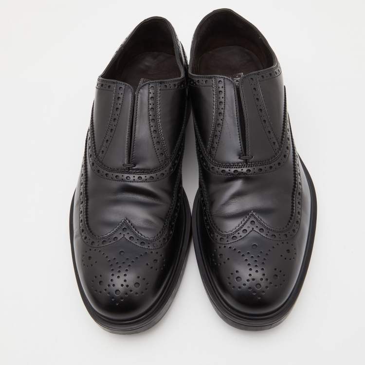 Pre Owned Salvatore Ferragamo Black Leather Brogue Oxfords Size 43