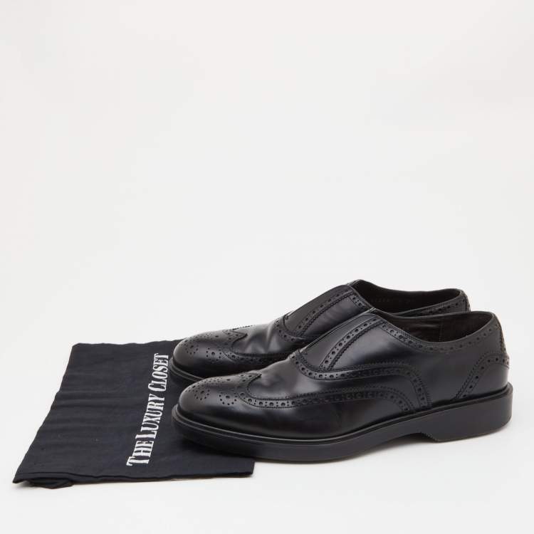 Pre Owned Salvatore Ferragamo Black Leather Brogue Oxfords Size 43