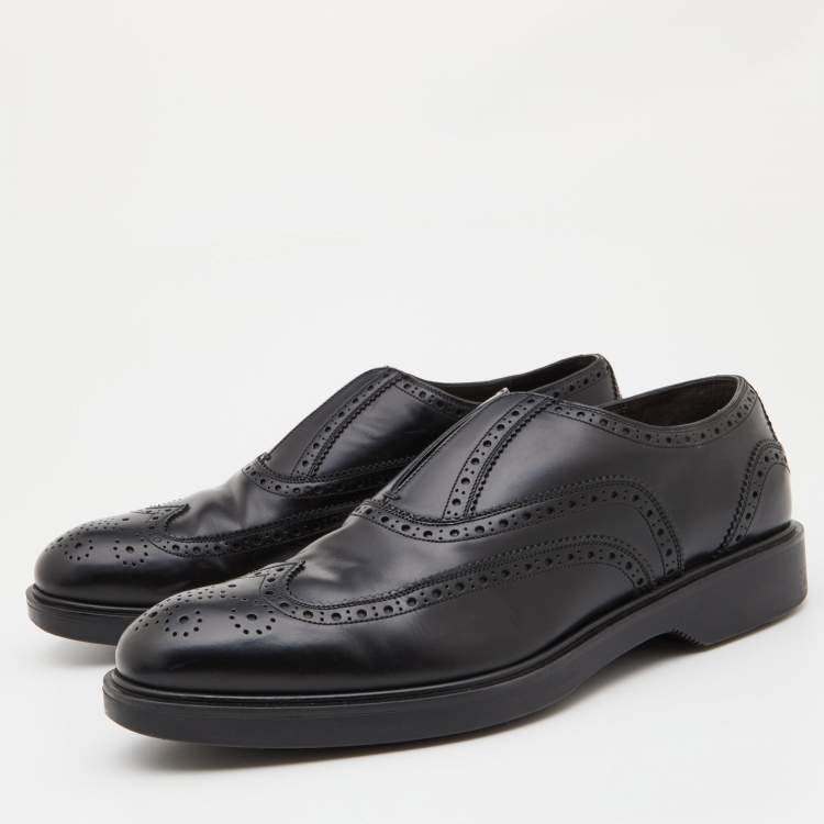 Pre Owned Salvatore Ferragamo Black Leather Brogue Oxfords Size 43