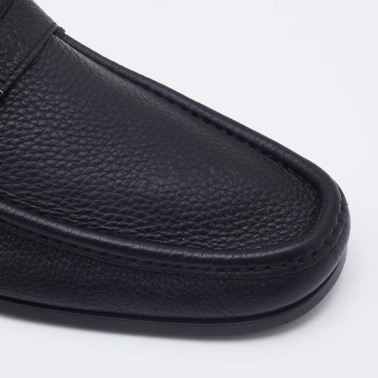 مملوكة مسبقًا Salvatore Ferragamo Black Leather Gancini Bit Loafers Size 44