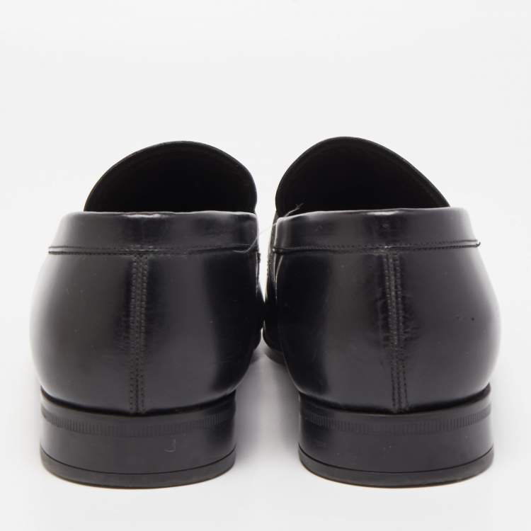 Pre Owned Salvatore Ferragamo Black Leather Goliath Loafers Size 43.5 