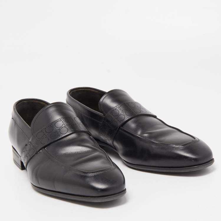 Pre Owned Salvatore Ferragamo Black Leather Goliath Loafers Size 43.5 