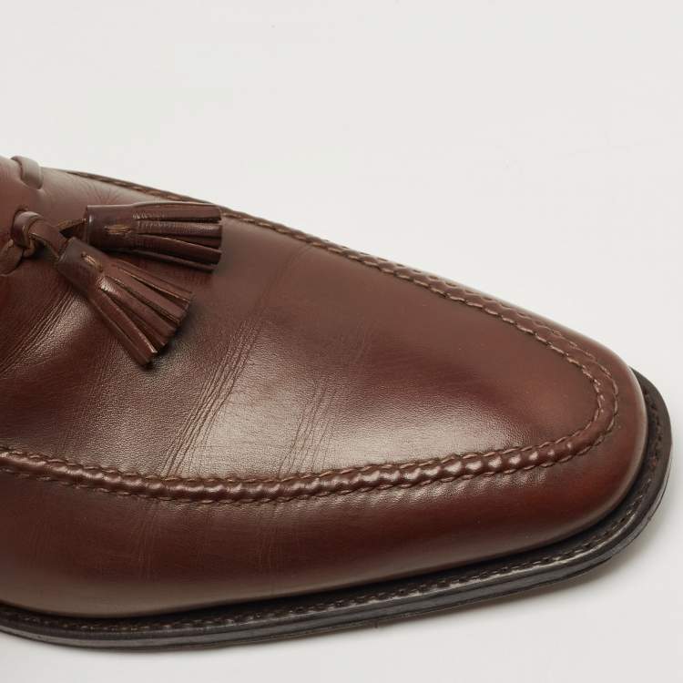 Pre Owned Salvatore Ferragamo Brown Leather Loreno Tassel Slip On Loafers Size Size 44