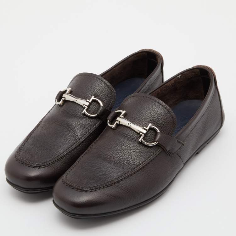 SALVATORE FERRAGAMO 'Magnifico' Brown Leather Loafers Size US 8 D