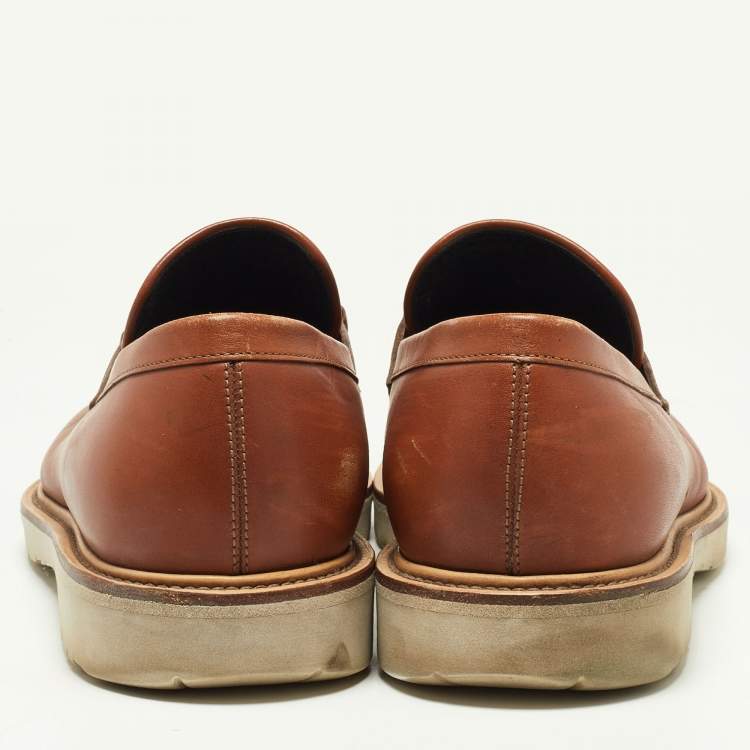 مملوكة مسبقًا Salvatore Ferragamo Brown Leather Gancini Loafers Size 42