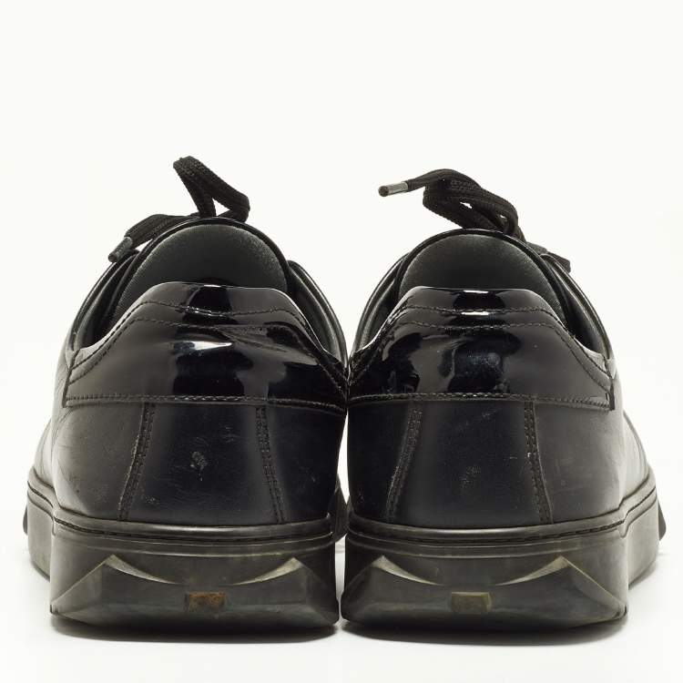 Pre Owned Salvatore Ferragamo Black Leather Low Top Sneakers Size 41.5 