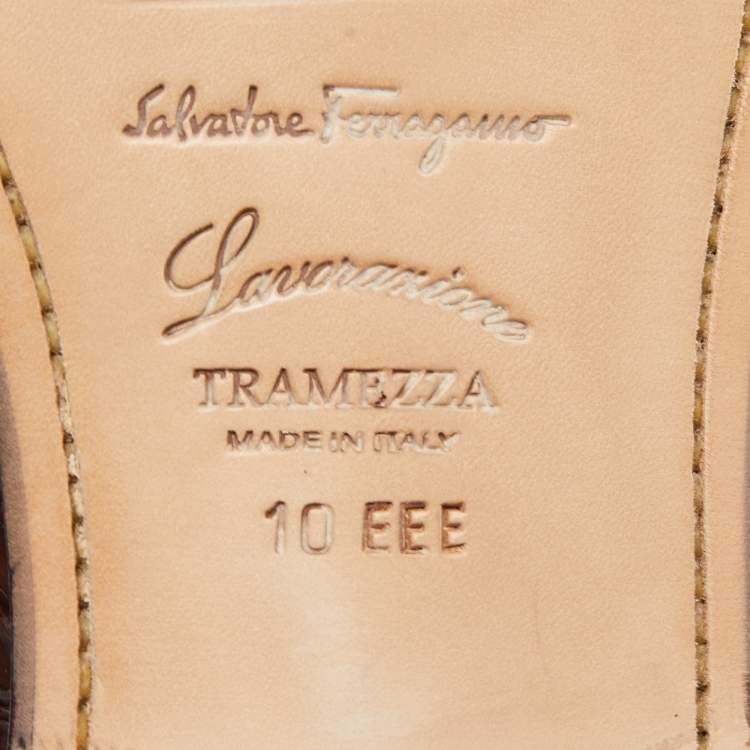 Pre Owned Salvatore Ferragamo Brown Crocodile Leather Nordland Derby Size 44