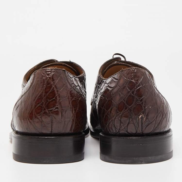 Pre Owned Salvatore Ferragamo Brown Crocodile Leather Nordland Derby Size 44