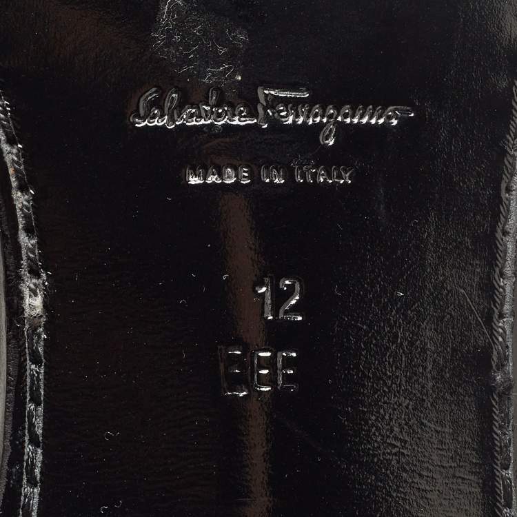 مملوكة مسبقًا Salvatore Ferragamo Black Patent Leather Antoane Loafers Size 46