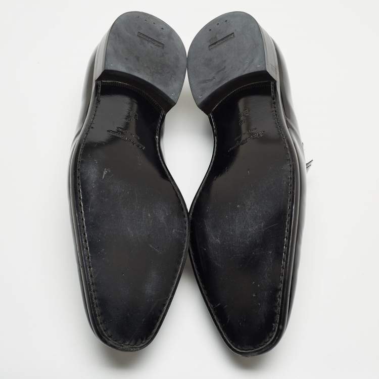 مملوكة مسبقًا Salvatore Ferragamo Black Patent Leather Antoane Loafers Size 46