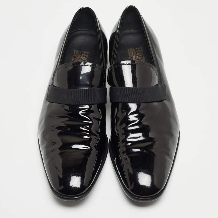 مملوكة مسبقًا Salvatore Ferragamo Black Patent Leather Antoane Loafers Size 46