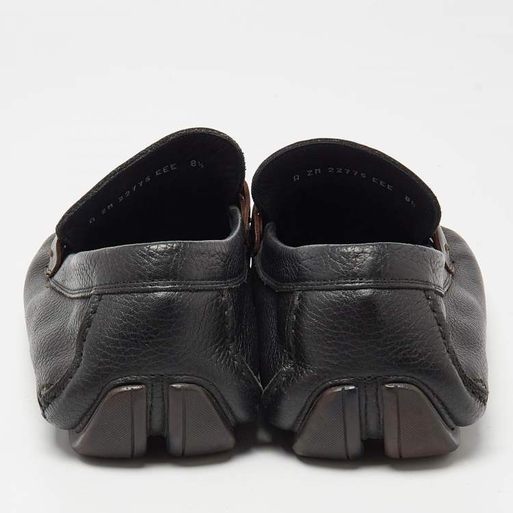 Pre Owned Salvatore Ferragamo Black Leather Slip On Loafers Size 42.5 