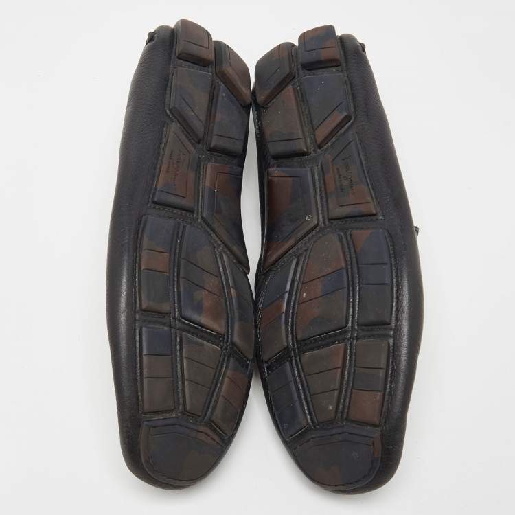 Pre Owned Salvatore Ferragamo Black Leather Slip On Loafers Size 42.5 