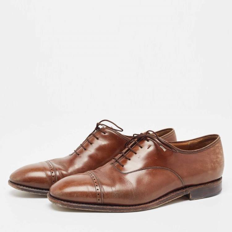 Pre Owned Salvatore Ferragamo Brown Leather Oxfords Size 44.5 