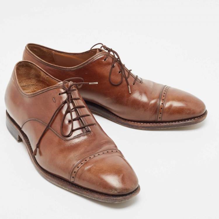 Pre Owned Salvatore Ferragamo Brown Leather Oxfords Size 44.5 