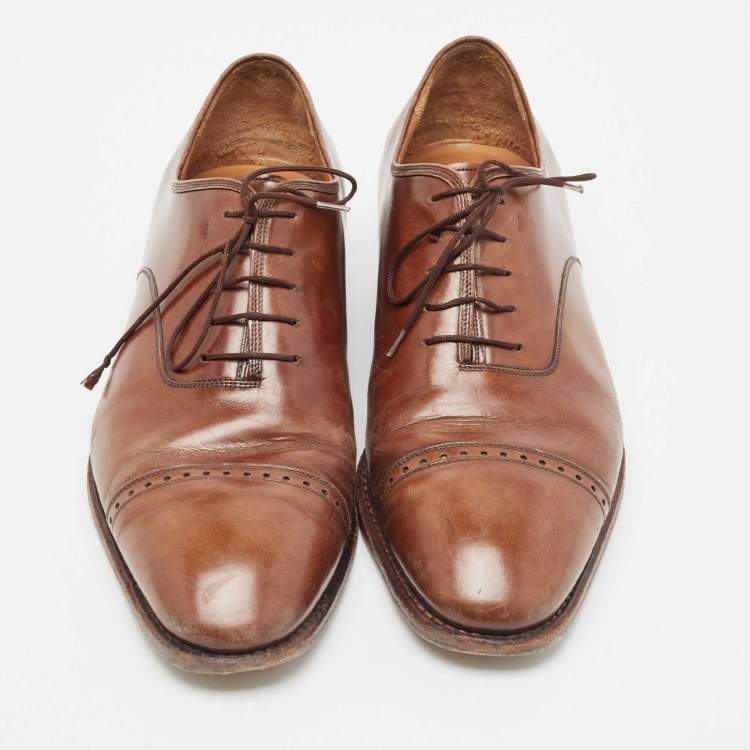 Pre Owned Salvatore Ferragamo Brown Leather Oxfords Size 44.5 