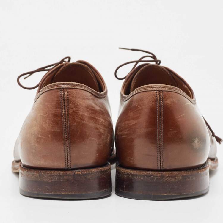 Pre Owned Salvatore Ferragamo Brown Leather Oxfords Size 44.5 