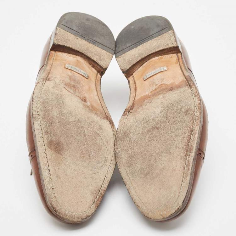 Pre Owned Salvatore Ferragamo Brown Leather Oxfords Size 44.5 