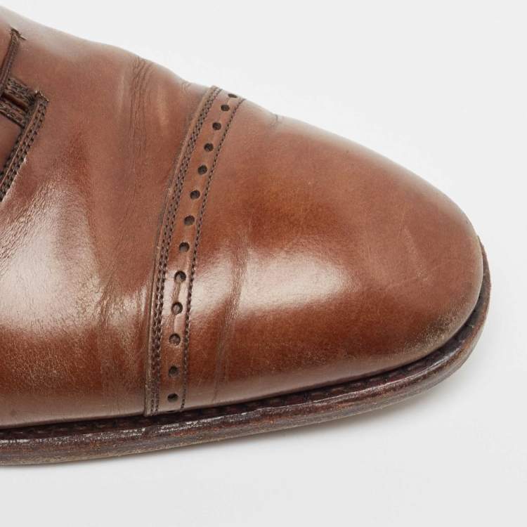 Pre Owned Salvatore Ferragamo Brown Leather Oxfords Size 44.5 