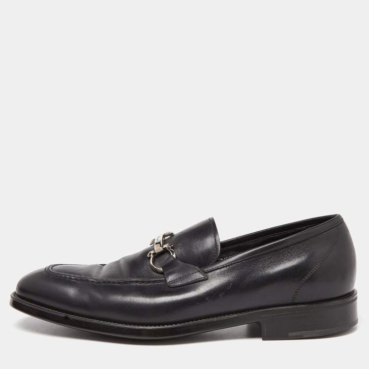 Ferragamo Black Leather Men Loafers shoe 