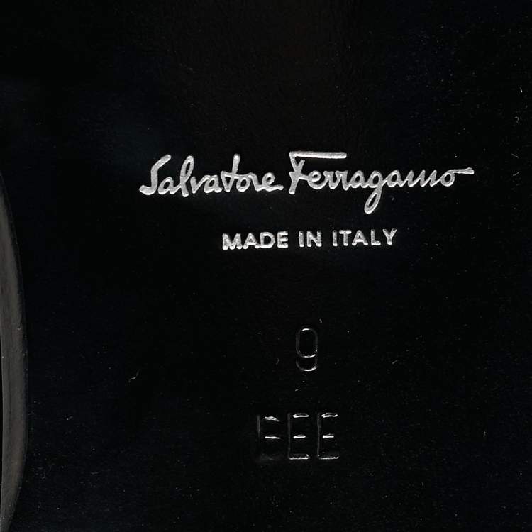 Pre Owned Salvatore Ferragamo Black Velvet and Leather Gancini Slip On Loafers Size 43