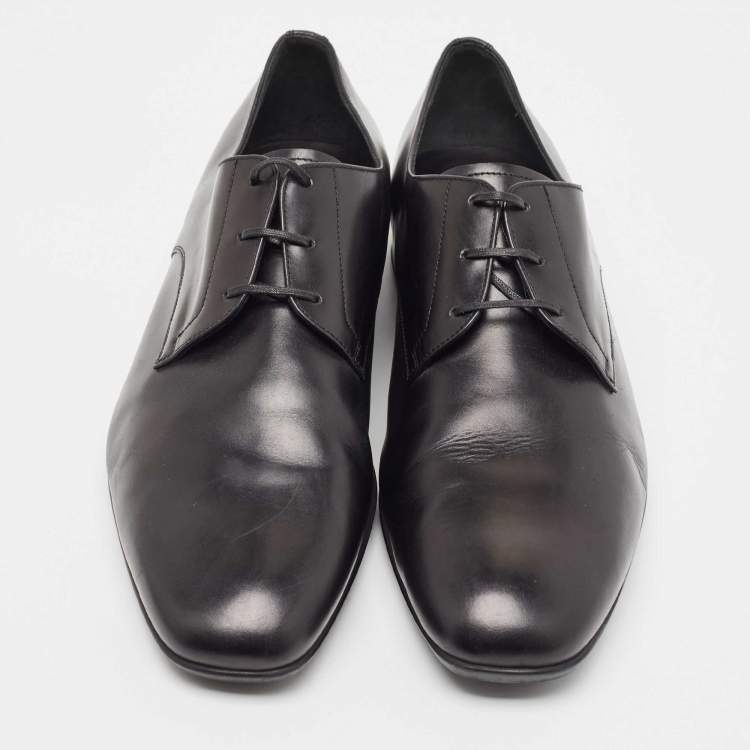 Pre Owned Salvatore Ferragamo Black Leather Lace Up Oxfords Size 43