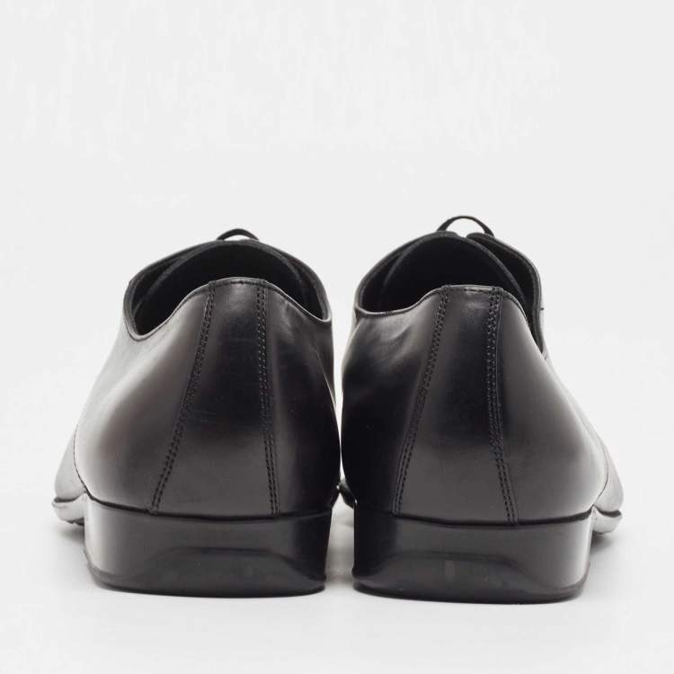 Pre Owned Salvatore Ferragamo Black Leather Lace Up Oxfords Size 43