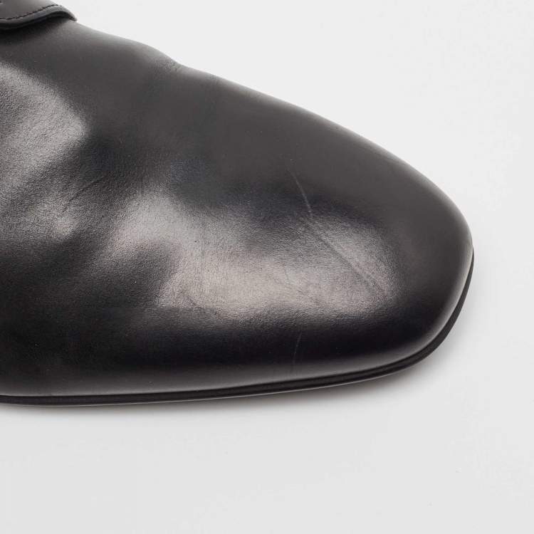Pre Owned Salvatore Ferragamo Black Leather Lace Up Oxfords Size 43