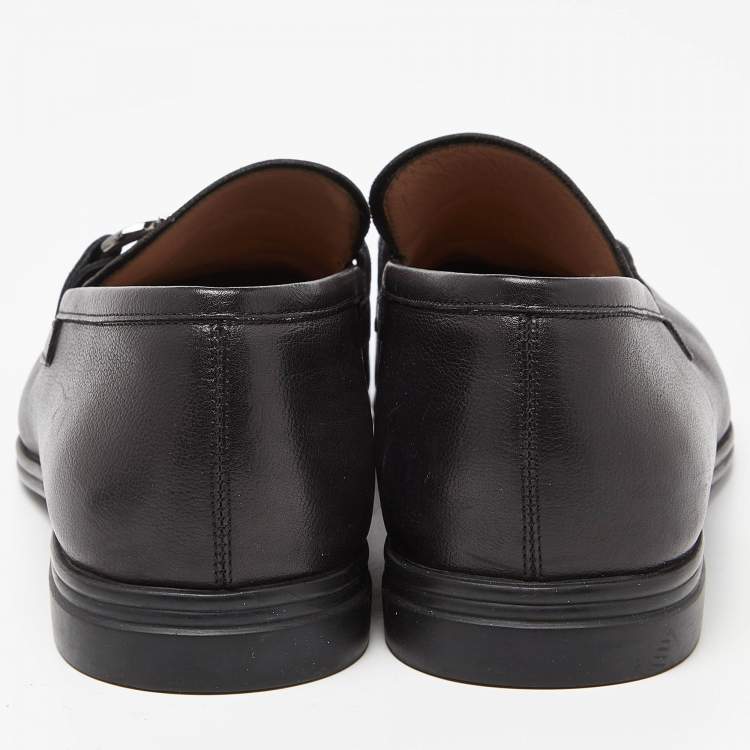 مملوكة مسبقًا Salvatore Ferragamo Black Leather Horsebit Slip On Loafers Size 42