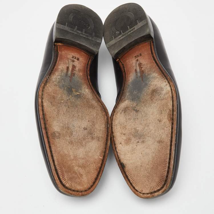 Pre Owned Salvatore Ferragamo Black Leather Horsebit Slip On Loafers Size 42