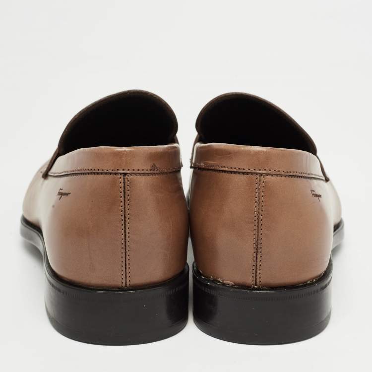 Pre Owned Salvatore Ferragamo Brown Leather Penny Loafers Size 40.5 