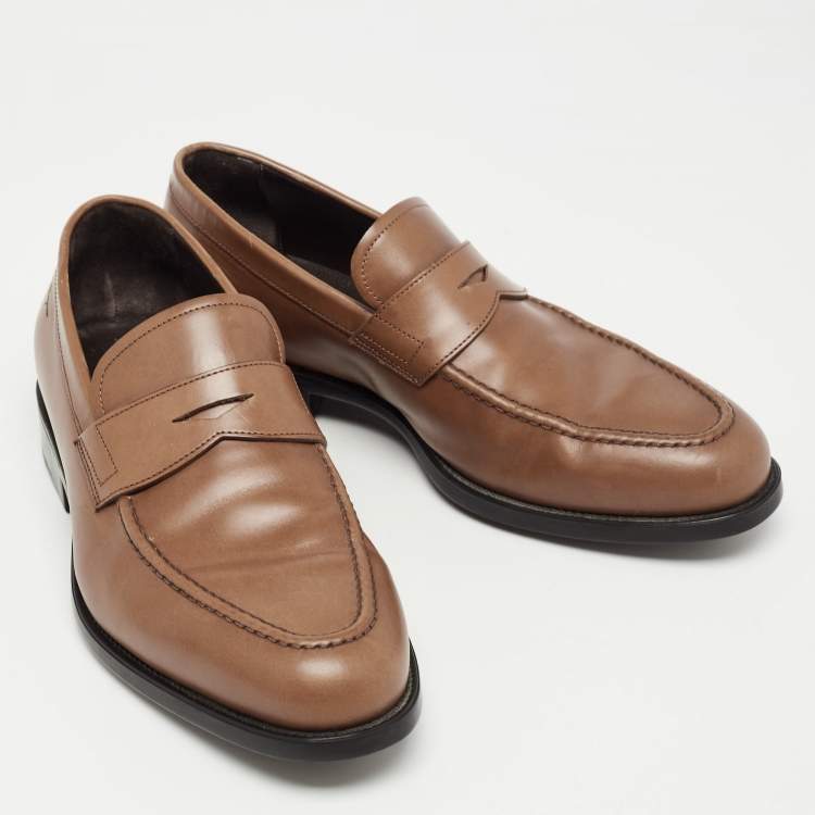 Pre Owned Salvatore Ferragamo Brown Leather Penny Loafers Size 40.5 
