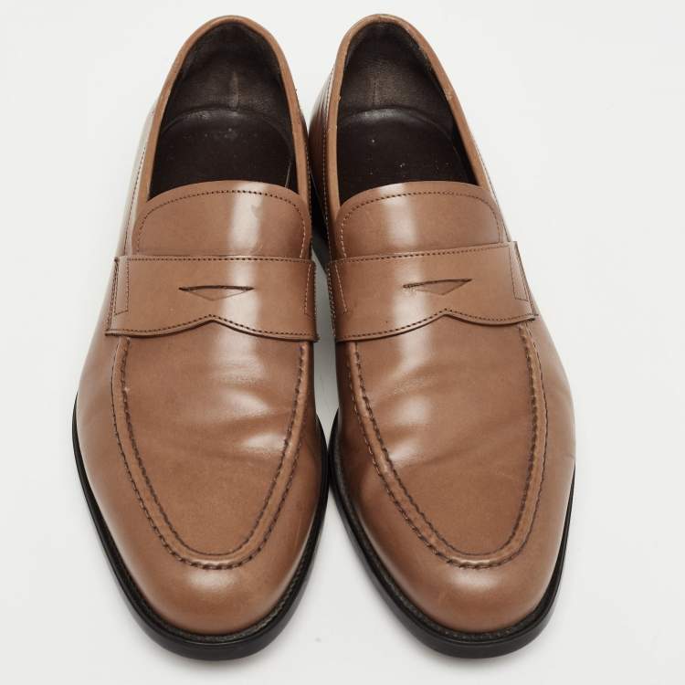 Pre Owned Salvatore Ferragamo Brown Leather Penny Loafers Size 40.5 