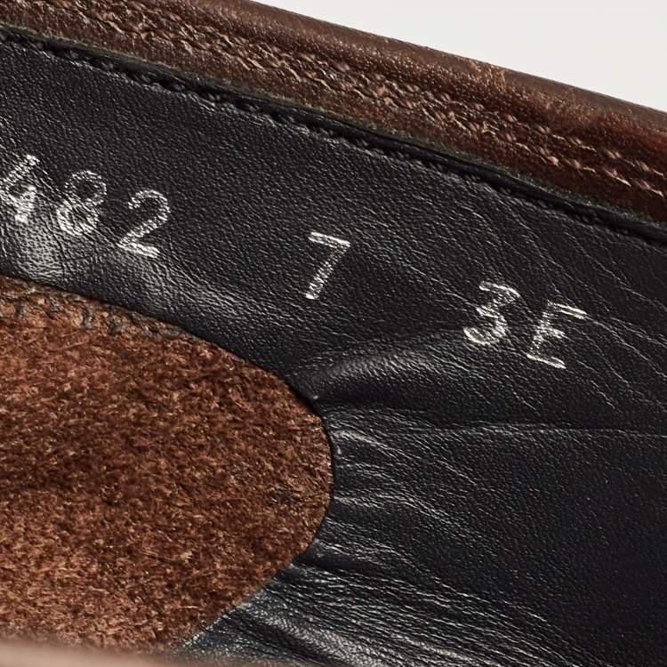Pre Owned Salvatore Ferragamo Brown Leather Slip On Loafers Size 41