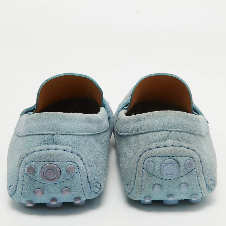 Pre Owned Salvatore Ferragamo Blue Suede Slip On Loafers Size 42